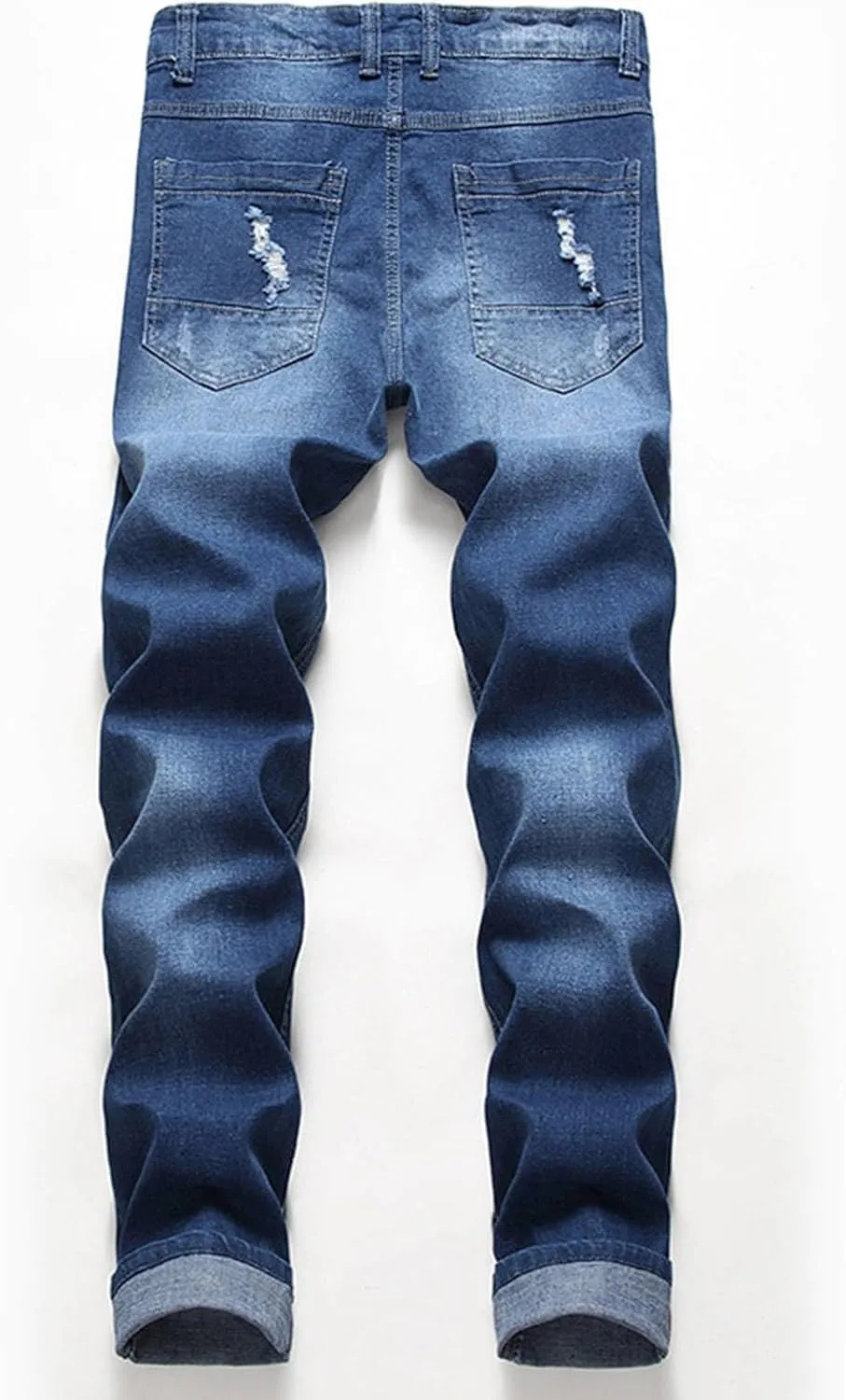 Male Casual Fashion Plus Size Ripped Jeans Straight Leg Plus Size Fashion Pants Men Jean Cut Jeans for Men Cut Jeans