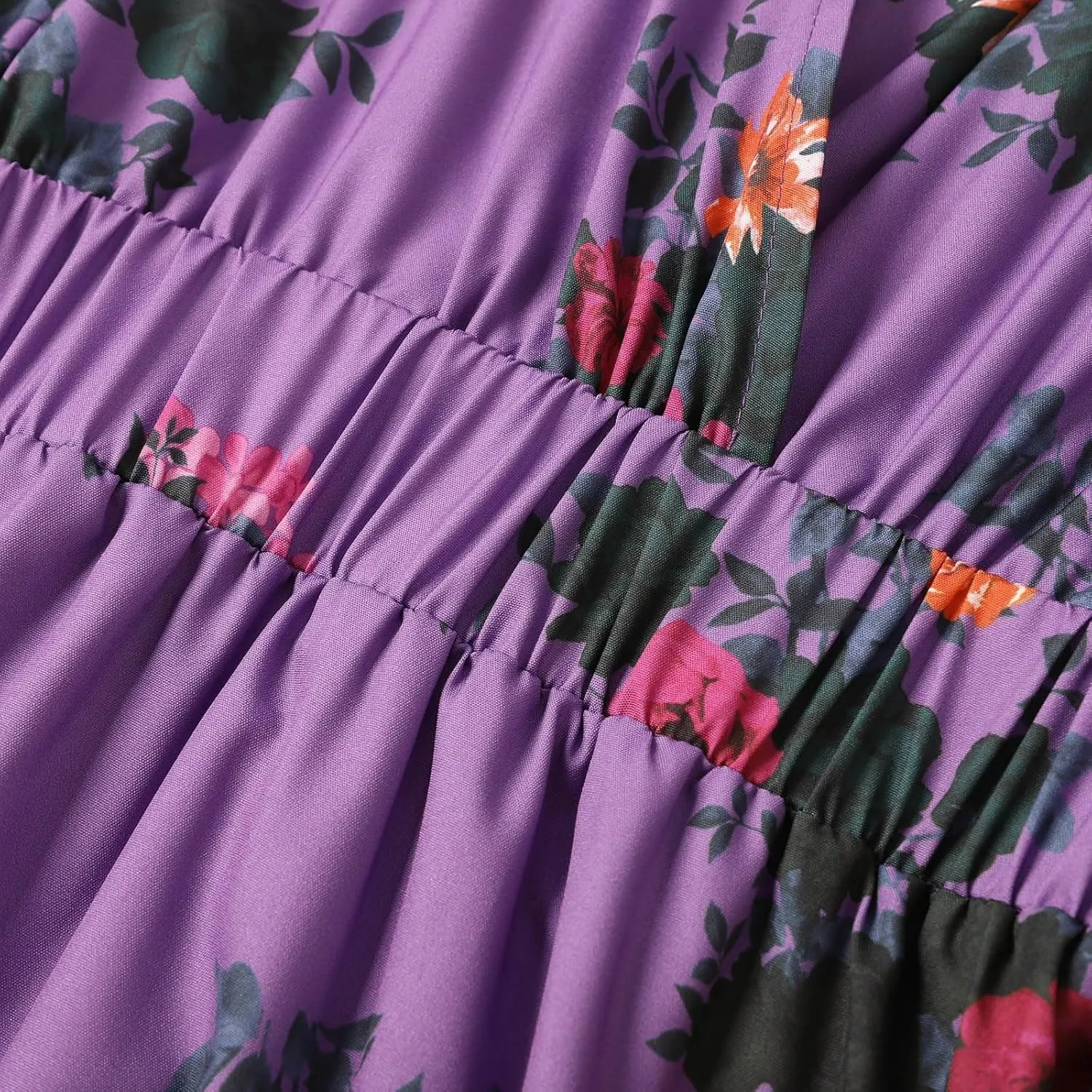 Maxi Dress for Women Summer Vintage Pastoral Flower Long Dress Sexy V-Neck Long Sleeve Chiffon Western Country Dresses