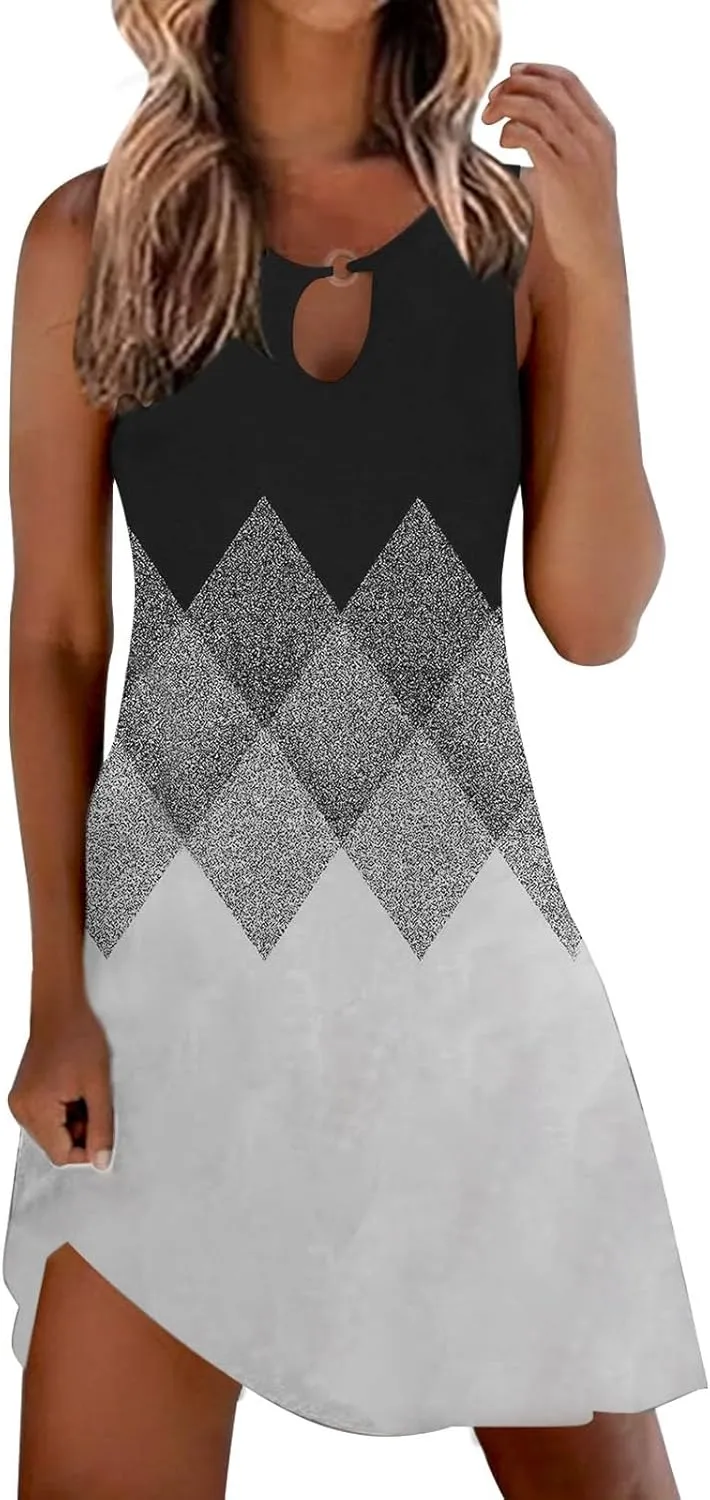 Maxi Sundresd Sun Dresses for Women 2025 Vacation Beach Casual Summer Sundresses Sleeveless Tank Short Boho Dress