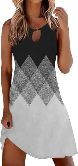 Maxi Sundresd Sun Dresses for Women 2025 Vacation Beach Casual Summer Sundresses Sleeveless Tank Short Boho Dress