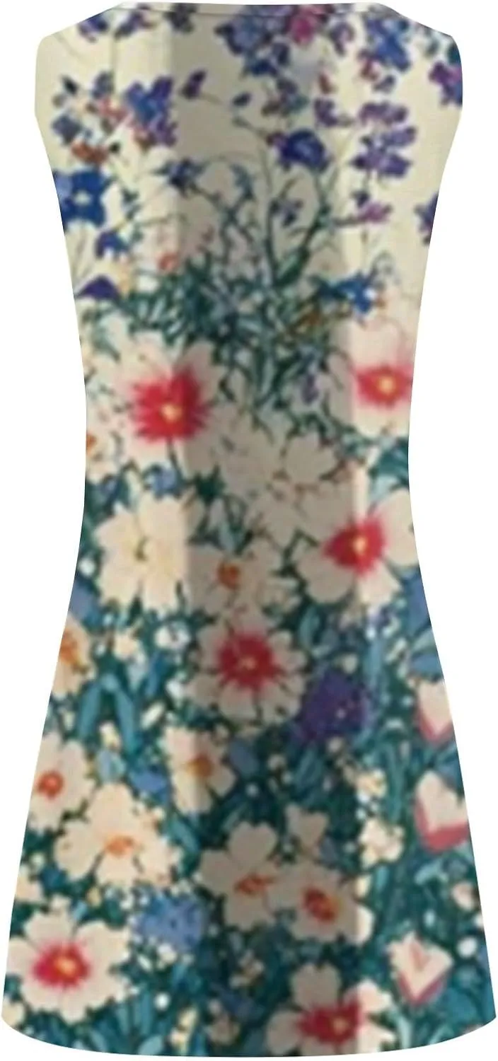 Maxi Sundresdes for Women Sun Dresses for Women 2025 Vacation Beach Casual Summer Sundresses Sleeveless Tank Short