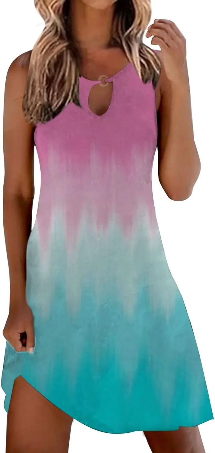 Maxi Sundresdes for Women Sun Dresses for Women 2025 Vacation Beach Casual Summer Sundresses Sleeveless Tank Short