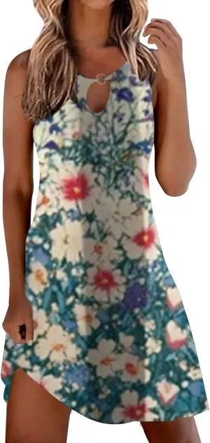 Maxi Sundresdes for Women Sun Dresses for Women 2025 Vacation Beach Casual Summer Sundresses Sleeveless Tank Short
