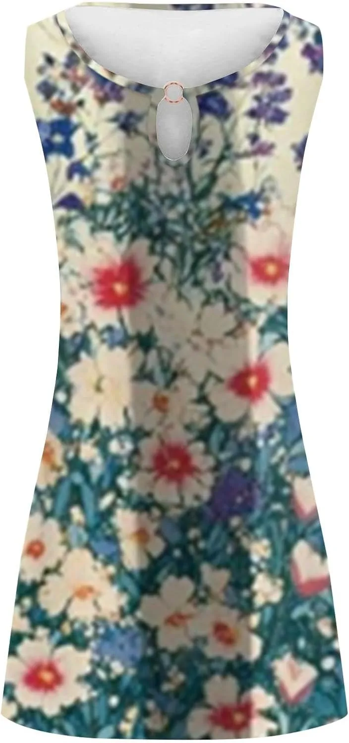 Maxi Sundresdes for Women Sun Dresses for Women 2025 Vacation Beach Casual Summer Sundresses Sleeveless Tank Short
