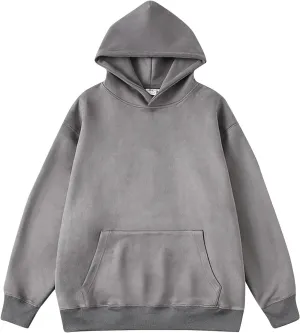 Men Big and Tall Hoodies Long Sleeve Solid Hooded Sweatshirts Drawstring Outdoor Sport Pullover Tops with Pocket