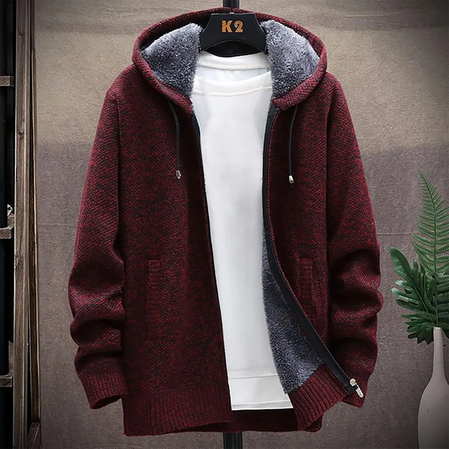 Men Casual Hoodies Jacket Long Sleeve Fleece Loose Sport Coats Winter Vintage Solid Warm Warm Jackets with Pockets