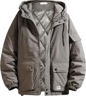 Mens Big and Tall Parka Jackets Heavyweight Winter Jackets with Hood Quilted Lined Jacket Casual Jacket for Hiking