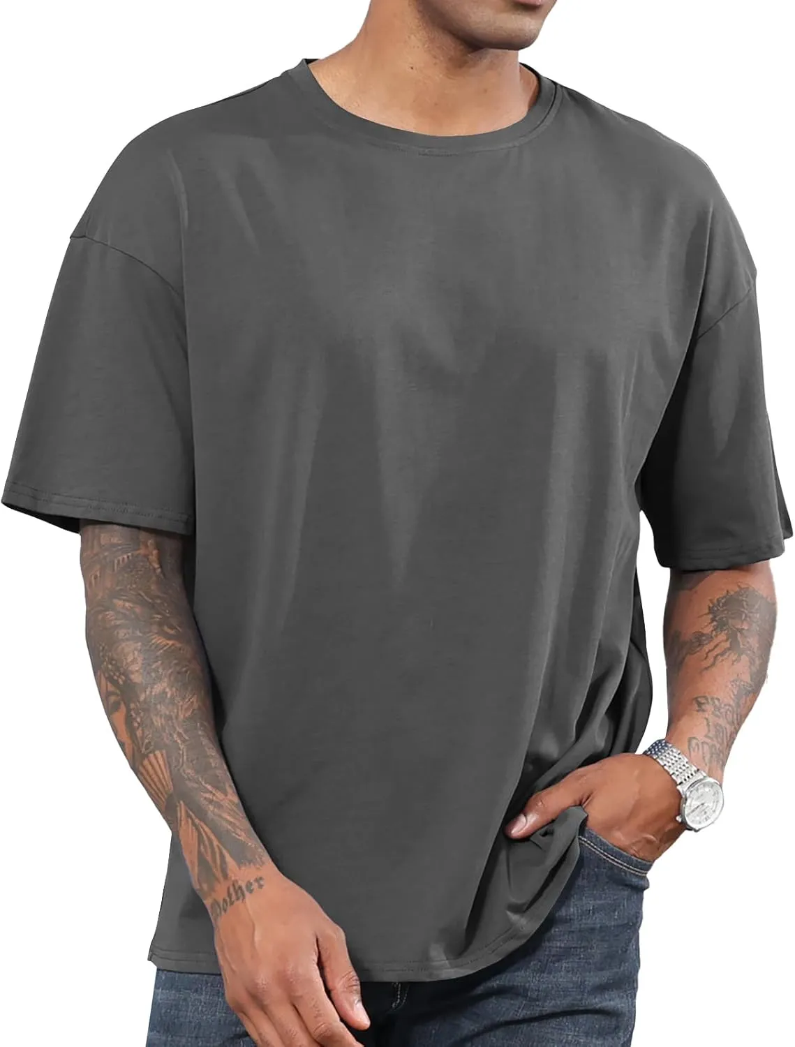 Men's Fashion Oversized Tshirts Workout Short Sleeve T-Shirt Dry Fit Lightweight Crewneck Tee Tops