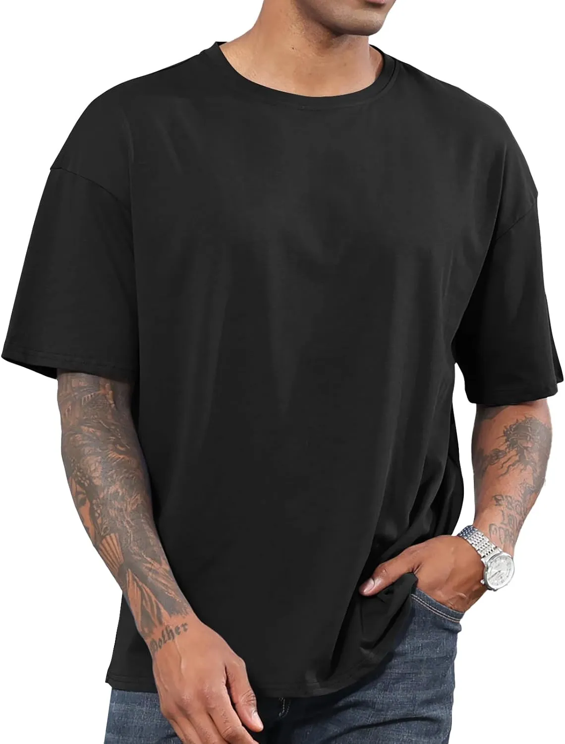 Men's Fashion Oversized Tshirts Workout Short Sleeve T-Shirt Dry Fit Lightweight Crewneck Tee Tops