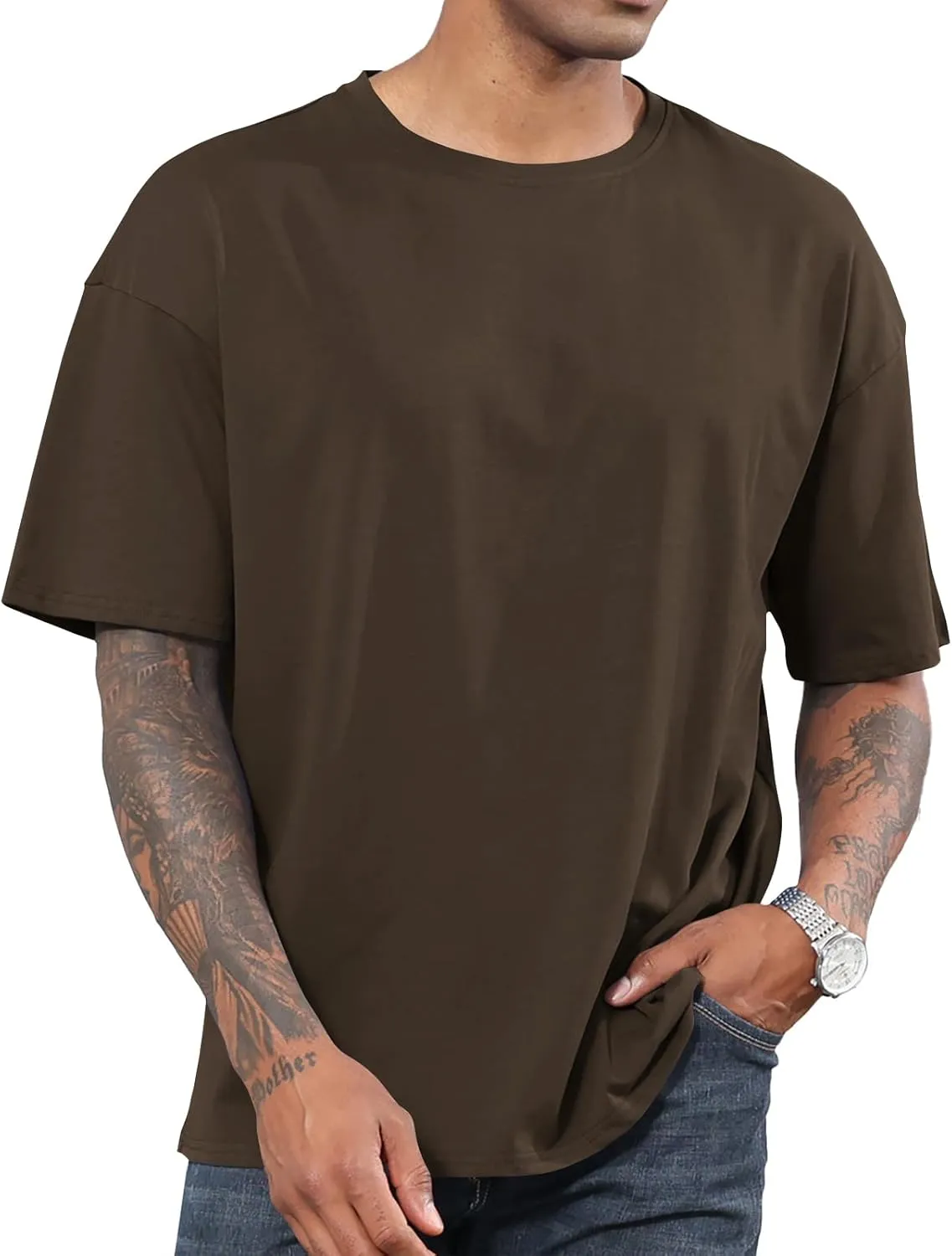 Men's Fashion Oversized Tshirts Workout Short Sleeve T-Shirt Dry Fit Lightweight Crewneck Tee Tops
