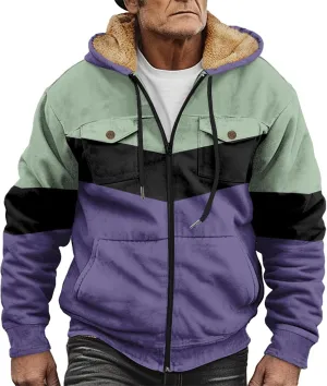 Men's Fleece Sweatshirts Jackets Plush Warm Fuzzy Winter Hoodies Workout Loose Fit Outdoor Thermal Cargo Sherpa Coats