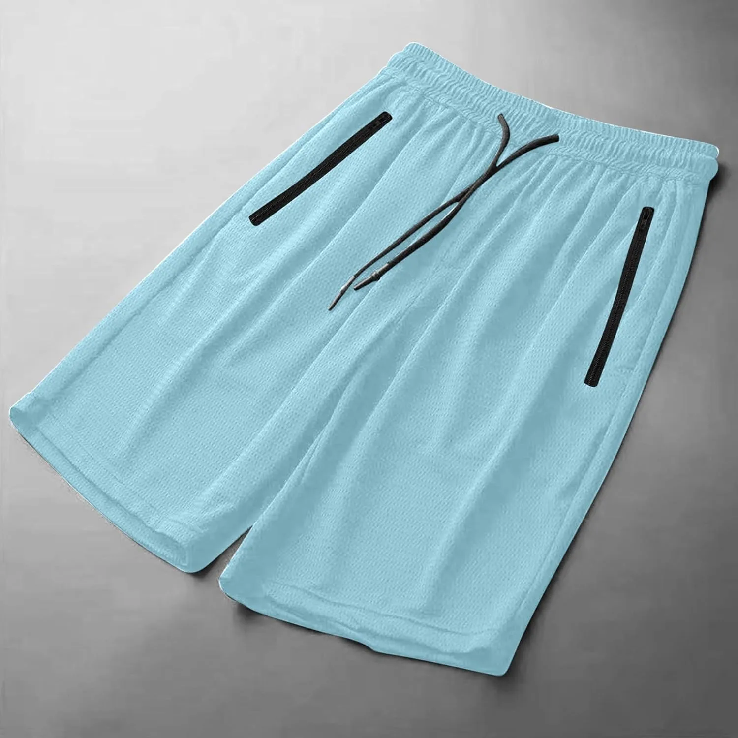 Mens Gym Shorts Mesh Breathable Quick-Dry Basketball Shorts Lightweight Running Sport Half Pants with Zipper Pockets