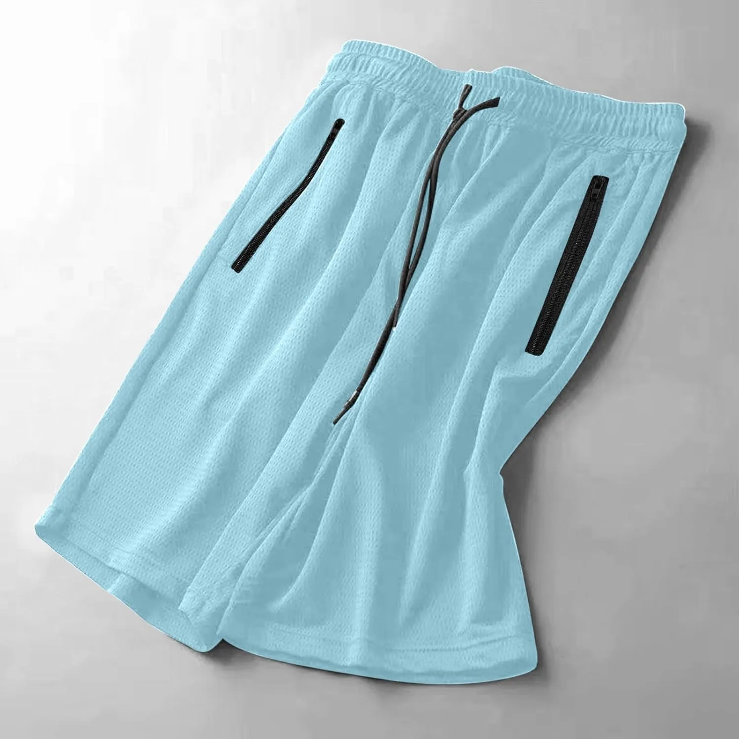 Mens Gym Shorts Mesh Breathable Quick-Dry Basketball Shorts Lightweight Running Sport Half Pants with Zipper Pockets