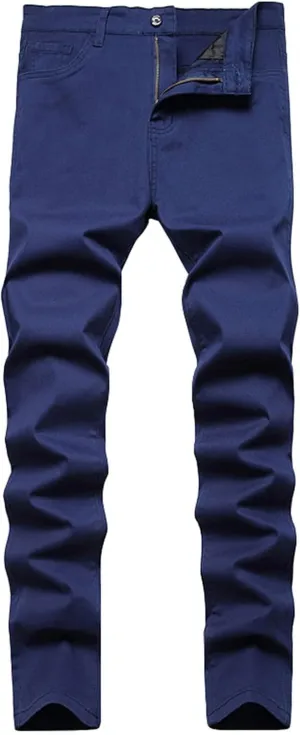 Mens Jeans Regular Fit Men's Loose Elastic Waist Denim Pants Lightweight Skinny Jeans Tapered Leg Trousers