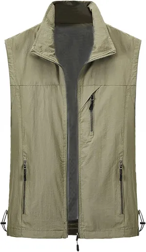 Men's Lightweight Windproof Vest Casual Full Zip Sleeveless Jacket Hiking Travel Running Sports Golf Outerwear