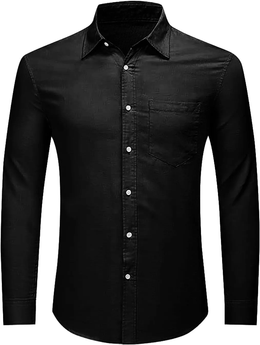 Men's Linen Shirts Loose Plus Size Solid Color T-Shirt Linen Lapel Long Sleeve Casual Shirt Summer Beach T-Shirt