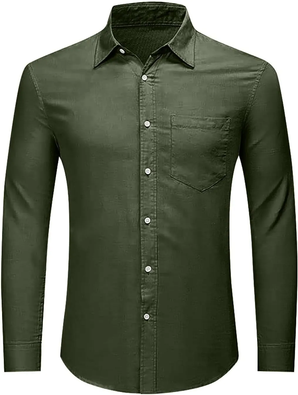 Men's Linen Shirts Loose Plus Size Solid Color T-Shirt Linen Lapel Long Sleeve Casual Shirt Summer Beach T-Shirt