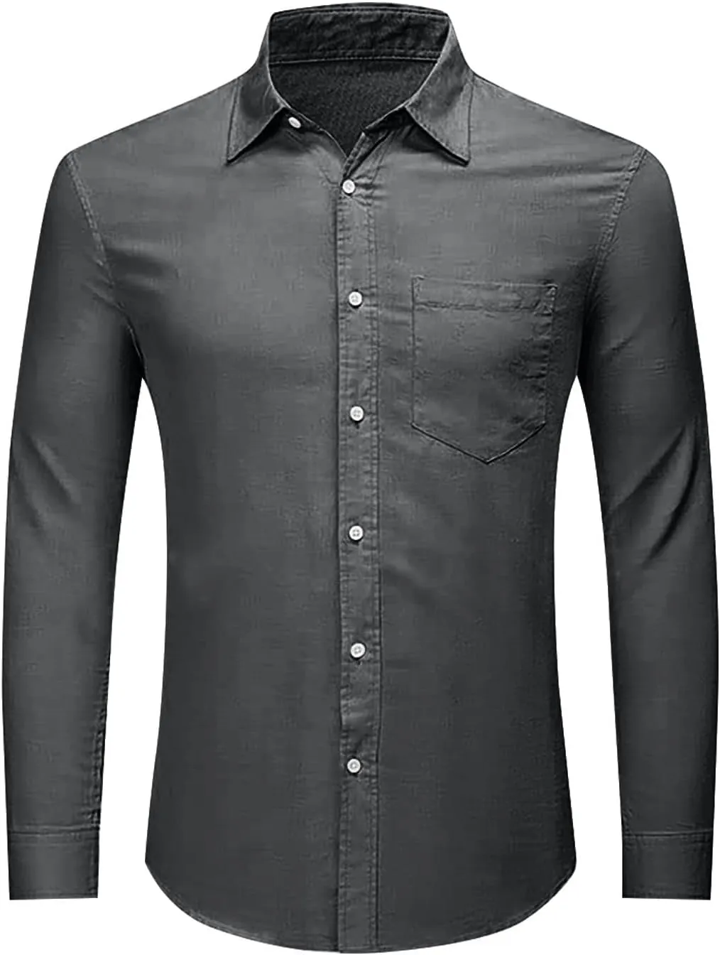 Men's Linen Shirts Loose Plus Size Solid Color T-Shirt Linen Lapel Long Sleeve Casual Shirt Summer Beach T-Shirt
