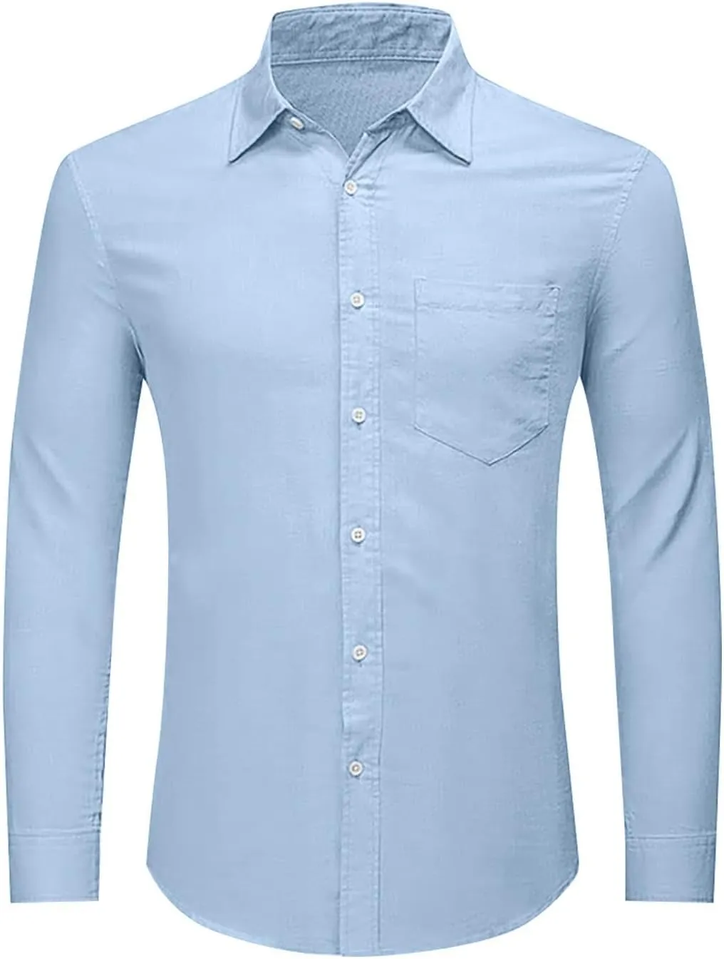 Men's Linen Shirts Loose Plus Size Solid Color T-Shirt Linen Lapel Long Sleeve Casual Shirt Summer Beach T-Shirt