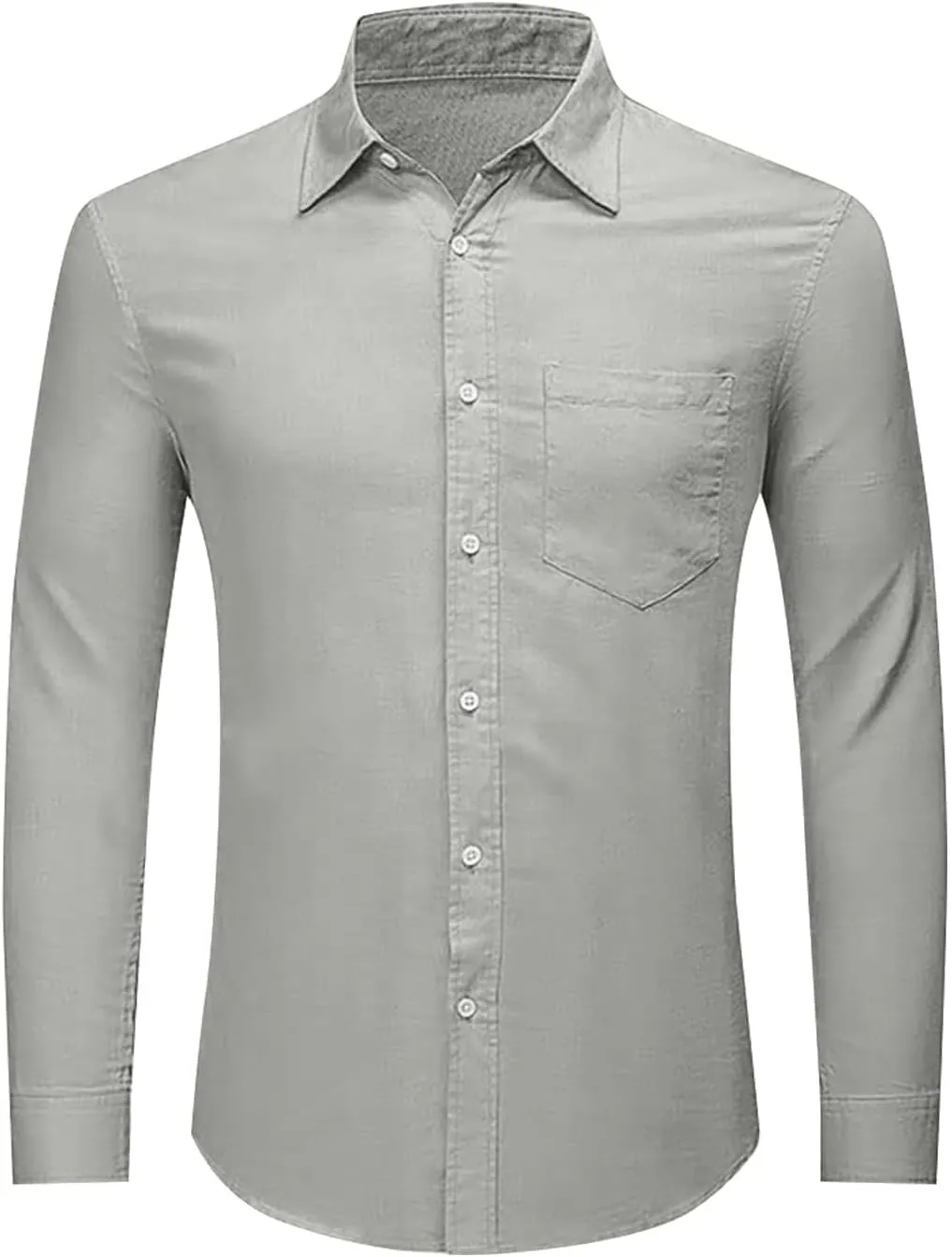 Men's Linen Shirts Loose Plus Size Solid Color T-Shirt Linen Lapel Long Sleeve Casual Shirt Summer Beach T-Shirt