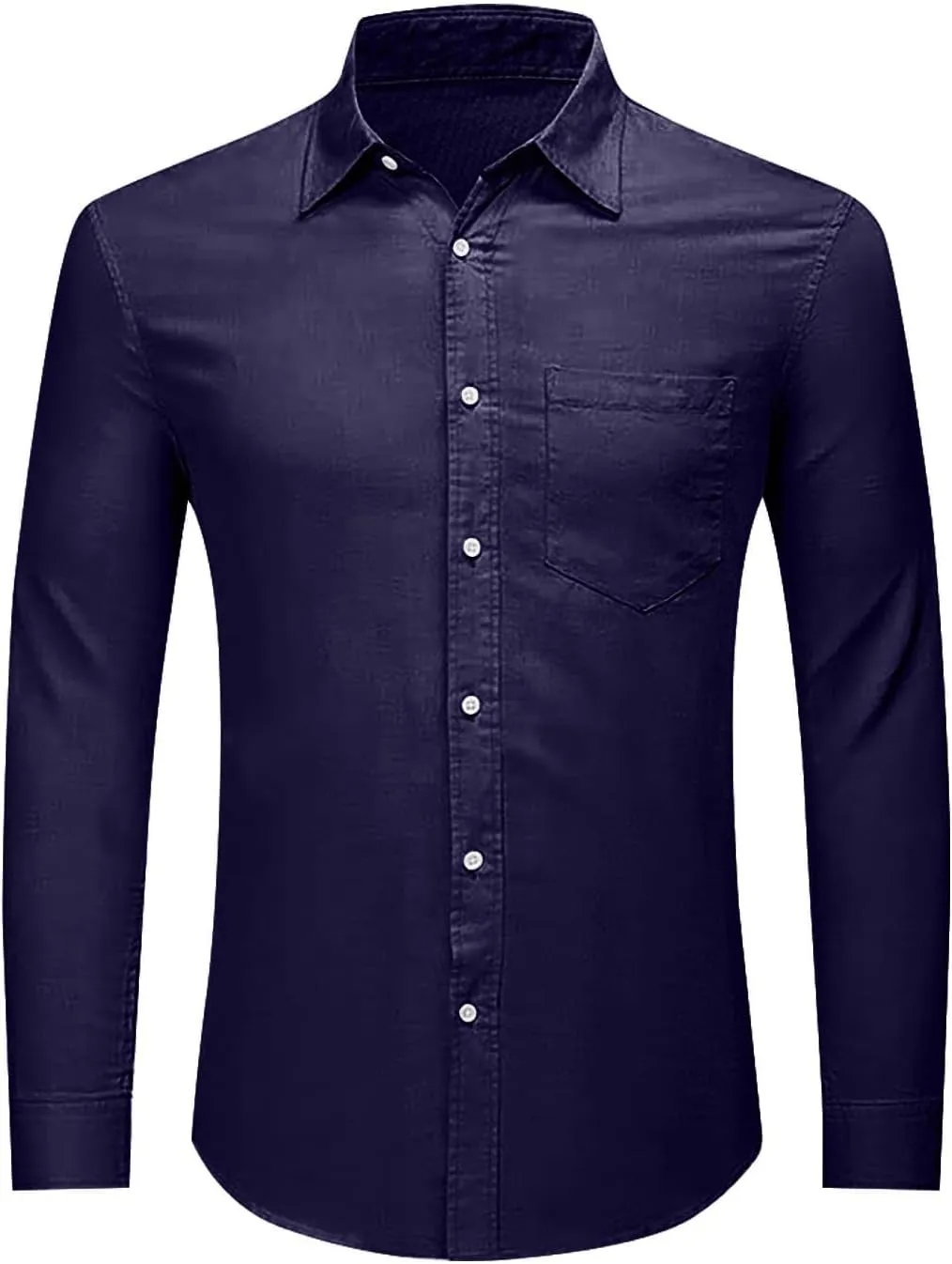 Men's Linen Shirts Loose Plus Size Solid Color T-Shirt Linen Lapel Long Sleeve Casual Shirt Summer Beach T-Shirt