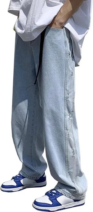 Men's Loose Jeans Men's Straight Casual Jeans Fashion Hip-Hop Stretch Vintage Work Pants
