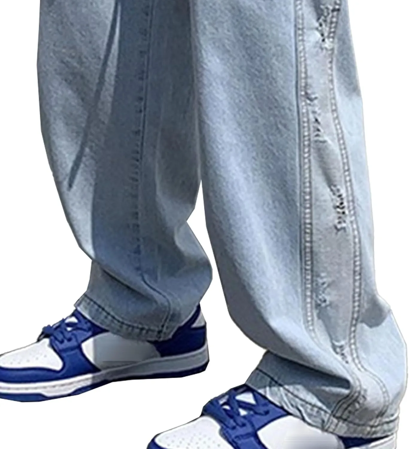 Men's Loose Jeans Men's Straight Casual Jeans Fashion Hip-Hop Stretch Vintage Work Pants