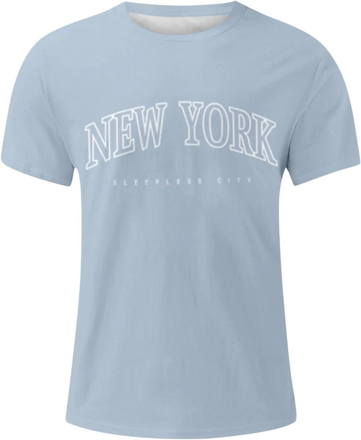 Men's Oversized Graphic Tees Short Sleeve New York Letter Print T-Shirt Summer Causal Crewneck Tee Tops