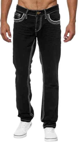 Mens Pants Jeans Relaxed Fit Loose Fit Straight Leg Jeans Comfortable Flexible Denim Pants Hip Hop Streetwear