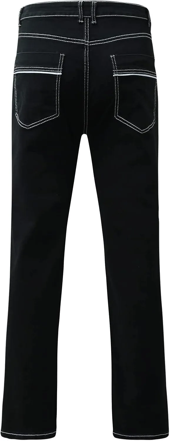 Mens Pants Jeans Relaxed Fit Loose Fit Straight Leg Jeans Comfortable Flexible Denim Pants Hip Hop Streetwear