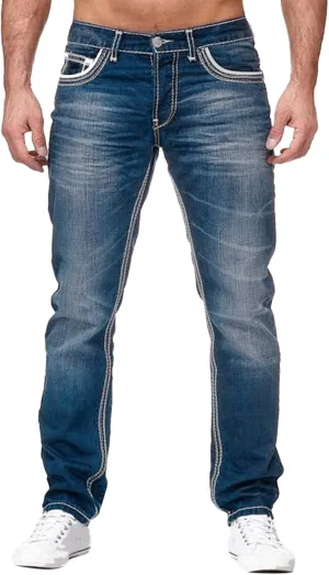 Mens Pants Jeans Relaxed Fit Loose Fit Straight Leg Jeans Comfortable Flexible Denim Pants Hip Hop Streetwear
