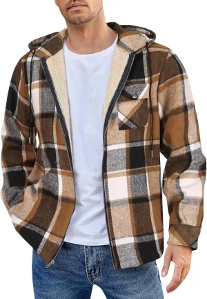Mens Sherpa Hoodie Zip Up Fleece Thermal Hooded Heavyweight Warm Thick Hoodies