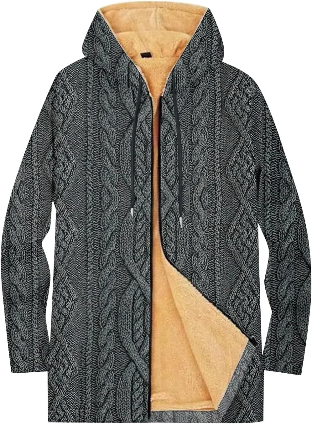 Mens Sherpa Lined Hoodie Full-Zip Winter Warm Hooded Heavyweight Thermal Fleece Sweatshirt