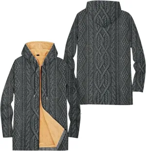 Mens Sherpa Lined Hoodie Full-Zip Winter Warm Hooded Heavyweight Thermal Fleece Sweatshirt
