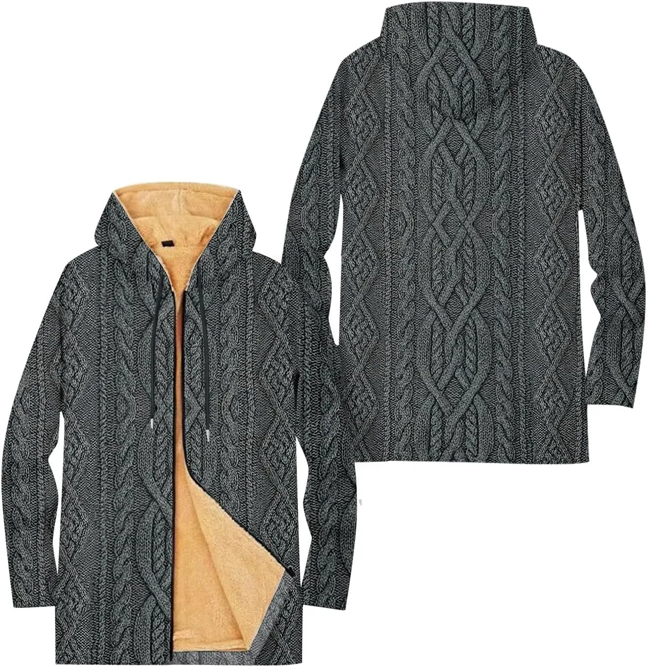Mens Sherpa Lined Hoodie Full-Zip Winter Warm Hooded Heavyweight Thermal Fleece Sweatshirt