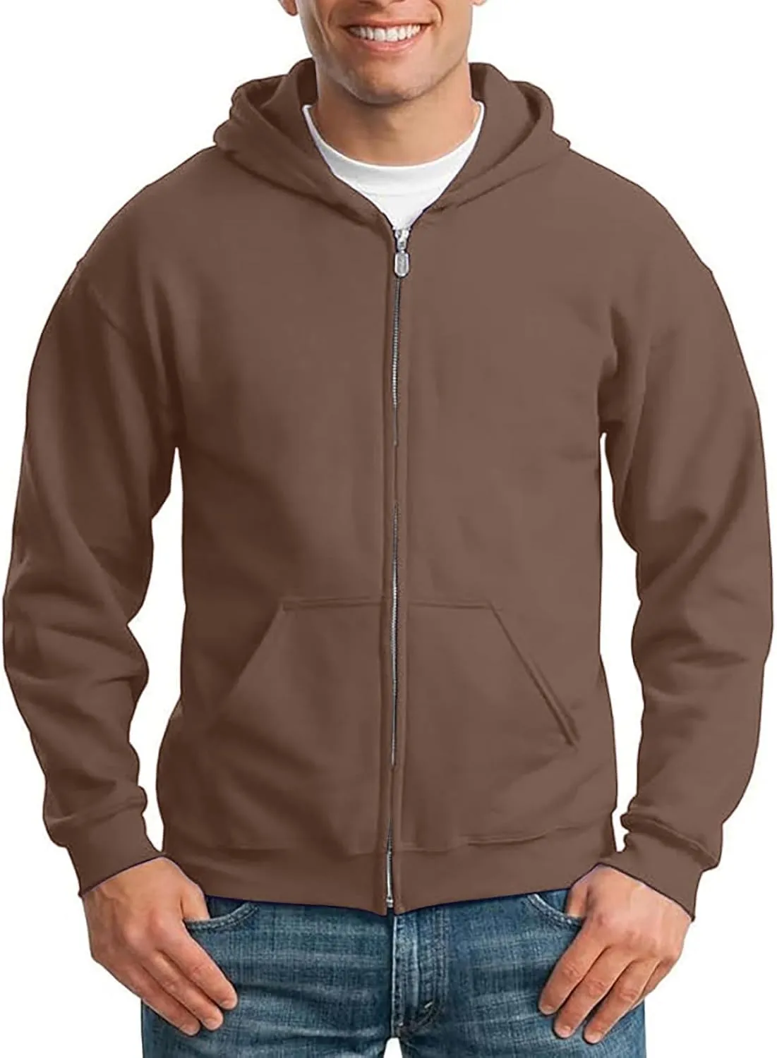 Men's Solid Color Full Zipper Cardigan Loose Fashion Hoodie Sweatshirt Pullover Sweatshirts 2024 Autumn/Winter