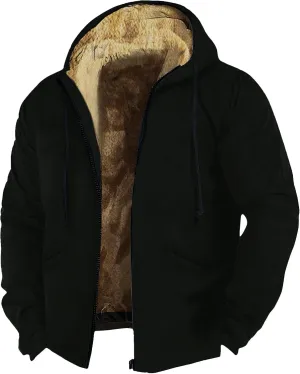 Men's Thick Sherpa Lined Jackets Full Zip Up Hoodies Winter Casual Trendy Warm Sweatshirts Coat with Pocket