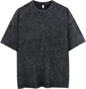 Men's Women's Oversized Vintage T-Shirt Unisex Basic Acid Washed Cotton T-Shirt Casual Hip Hop Top