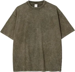 Men's Women's Oversized Vintage T-Shirt Unisex Basic Acid Washed Cotton T-Shirt Casual Hip Hop Top