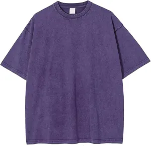 Men's Women's Oversized Vintage T-Shirt Unisex Basic Acid Washed Cotton T-Shirt Casual Hip Hop Top