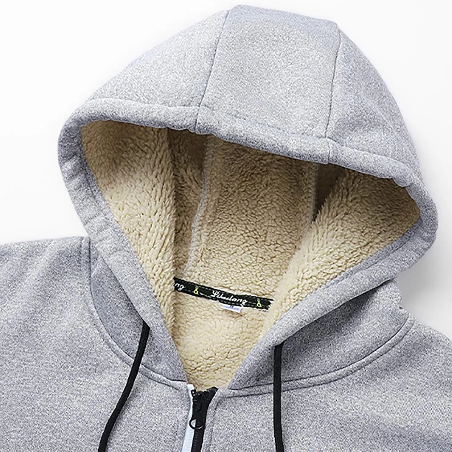 Men's Zip Up Fleece Hoodies Sherpa Lined Heavyweight Sweatshirt Winter Thermal Jacket Casual Windproof Warm Hoodie