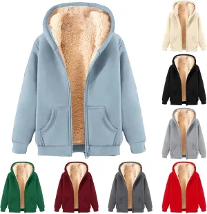 Men's Zip Up Fleece Hoodies Sherpa Lined Sweatshirt Winter Thermal Jacket Windproof Warm Casual with Pockets