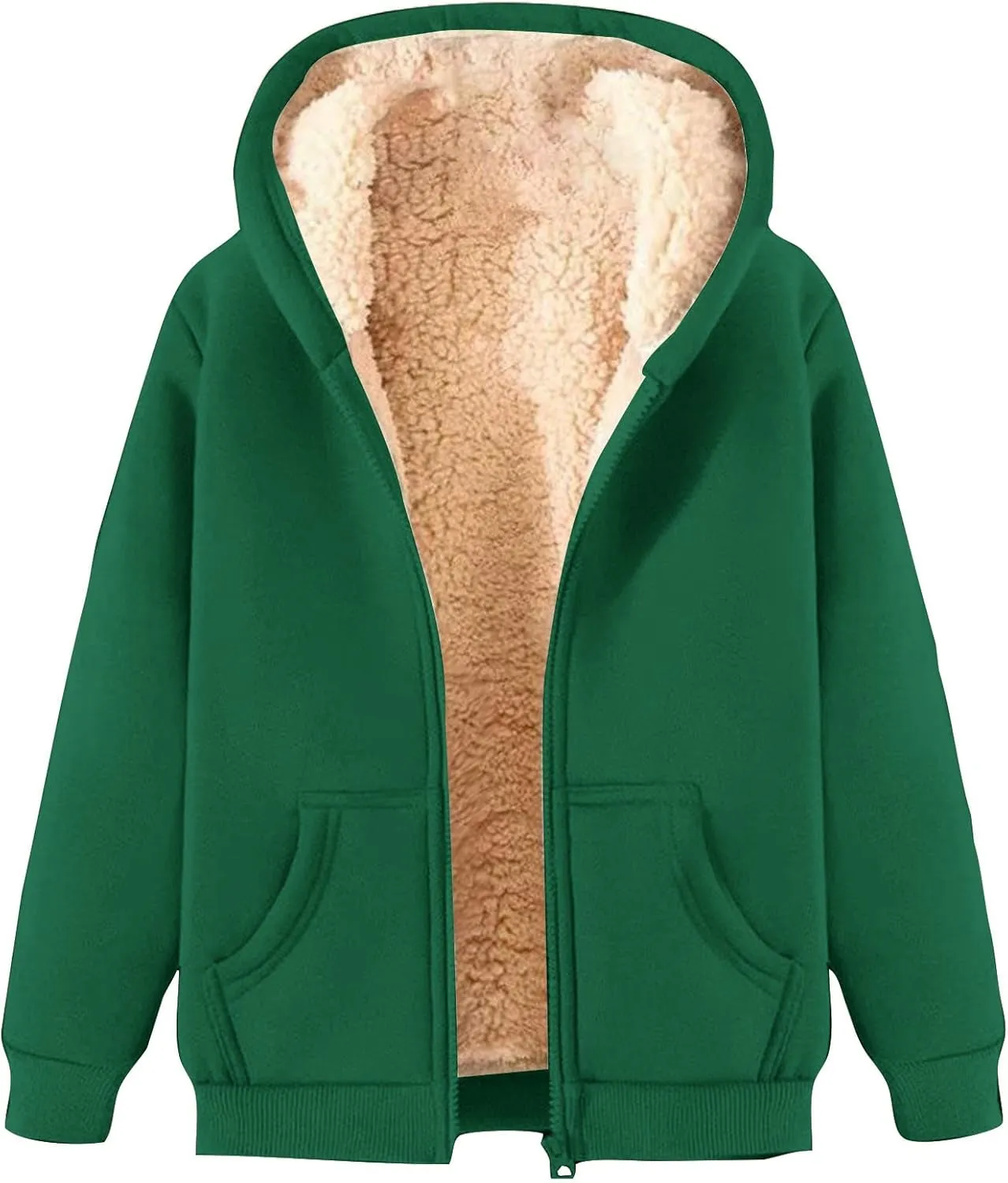 Men's Zip Up Fleece Hoodies Sherpa Lined Sweatshirt Winter Thermal Jacket Windproof Warm Casual with Pockets