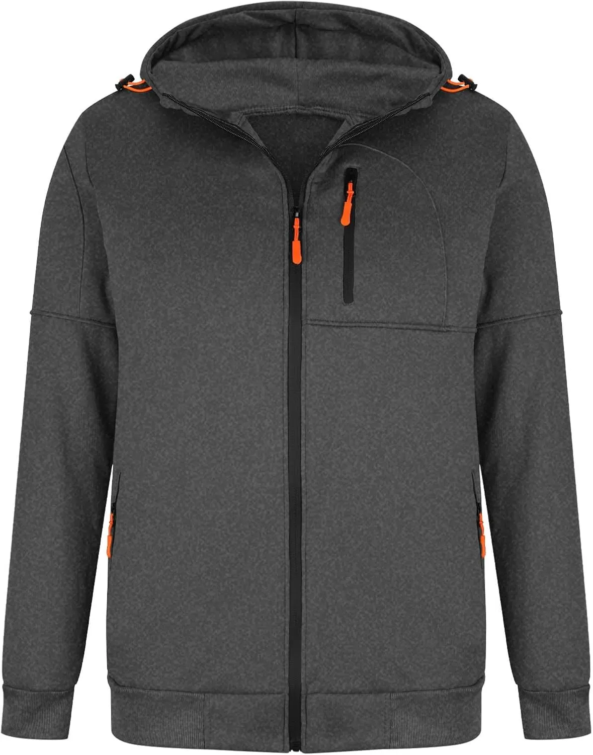 Mens Zip up Hoodie Casual Big and Tall Hoodies for Travel Sports Long Sleeve Zipper Jacket Sweatshirt with Pocket
