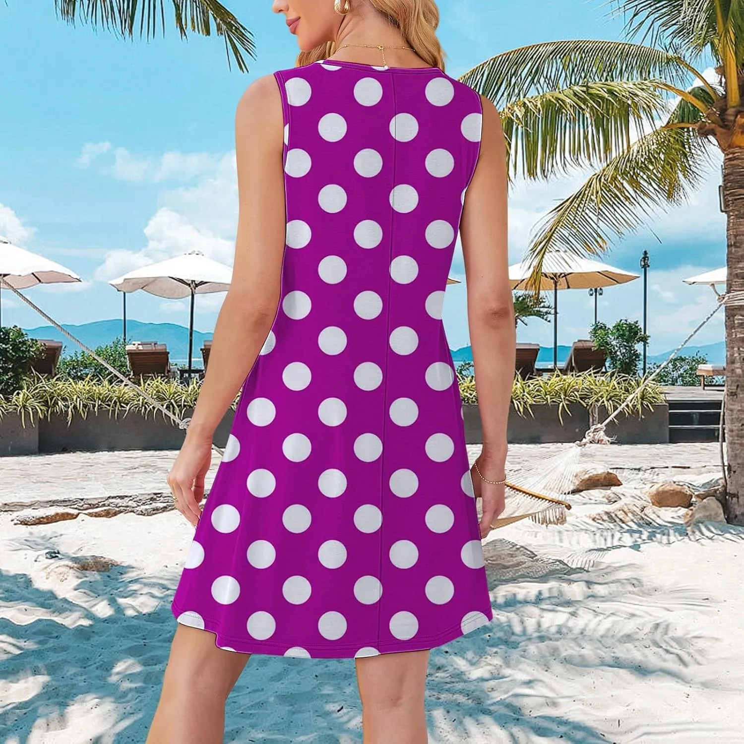 Midi Summer Dresses for Women Womens with Pockets Summer Casual Tank Dress Sleeveless Midi Beach Dress Linen Dress