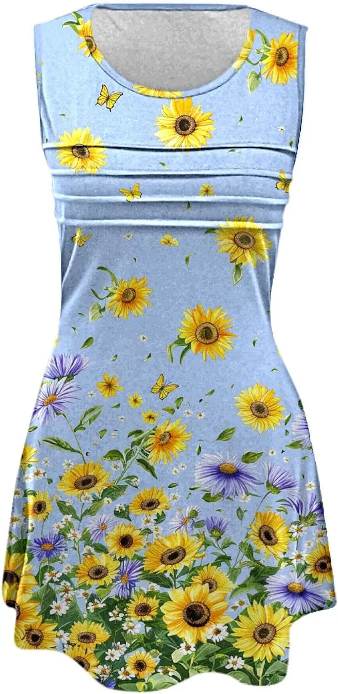 Midi Summer Dresses for Women Womens with Pockets Summer Casual Tank Dress Sleeveless Midi Beach Dress Linen Dress