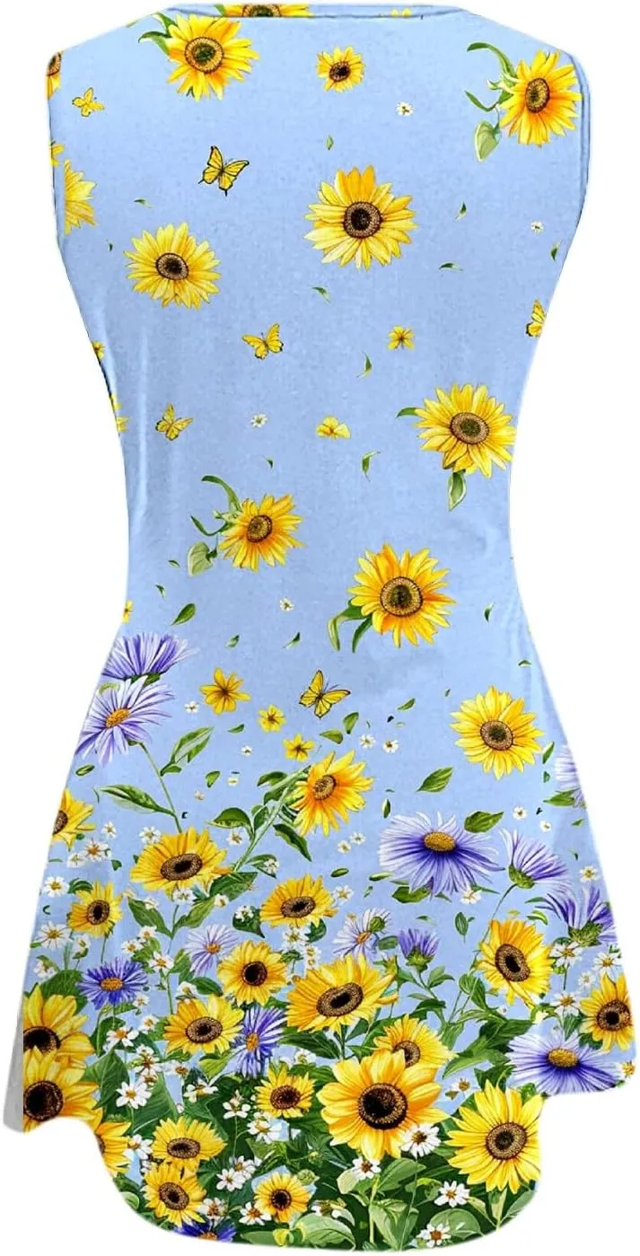 Midi Summer Dresses for Women Womens with Pockets Summer Casual Tank Dress Sleeveless Midi Beach Dress Linen Dress