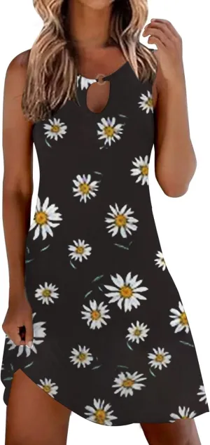 Midi Tank Dresses with Pockets Sun Dresses for Women 2025 Vacation Beach Casual Summer Sundresses Sleeveless Tank