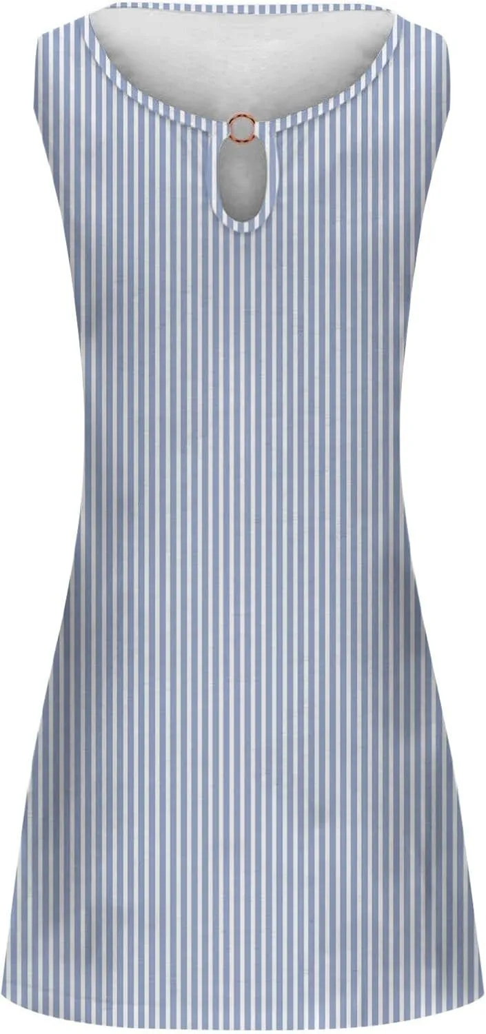 Midi Tank Dresses with Pockets Sun Dresses for Women 2025 Vacation Beach Casual Summer Sundresses Sleeveless Tank