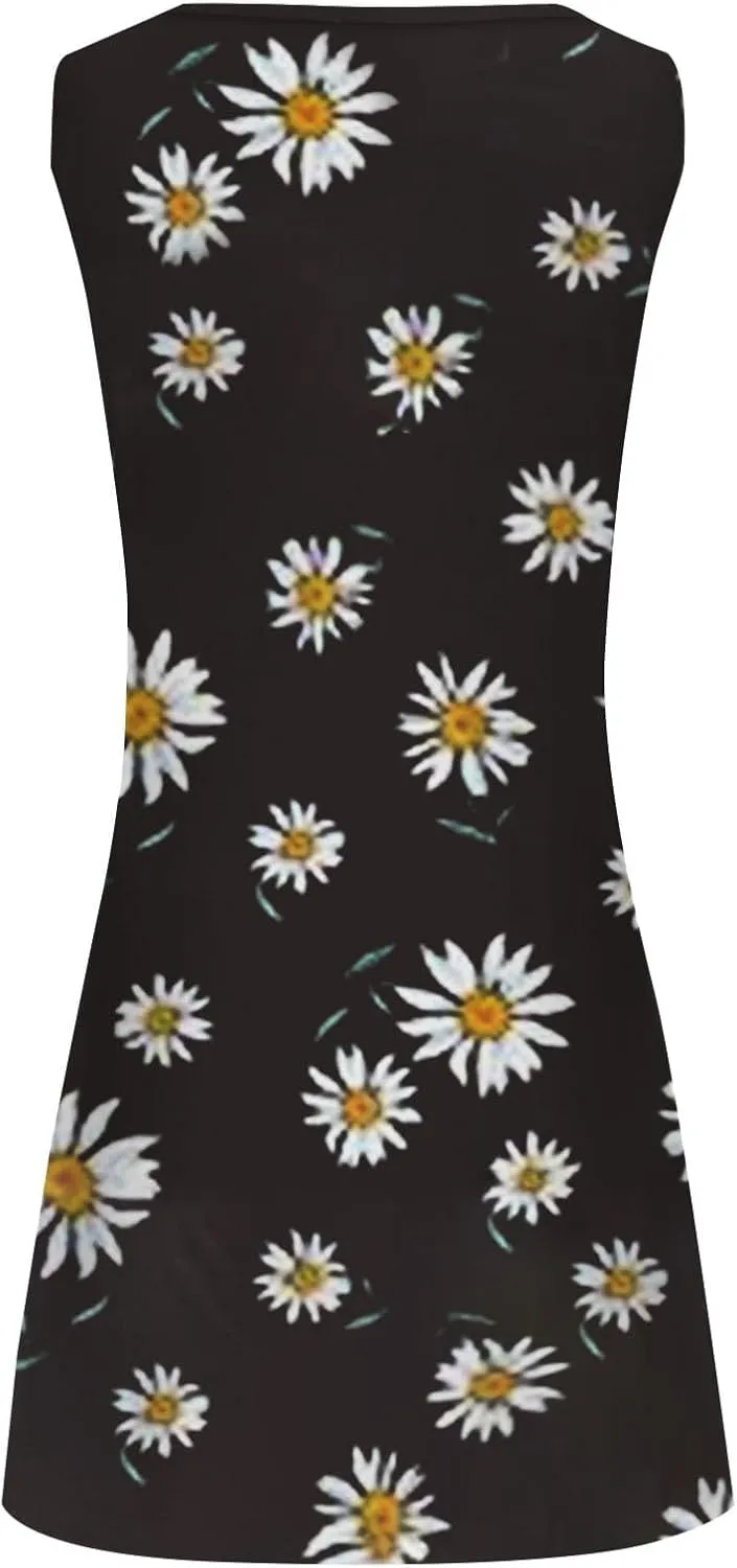 Midi Tank Dresses with Pockets Sun Dresses for Women 2025 Vacation Beach Casual Summer Sundresses Sleeveless Tank